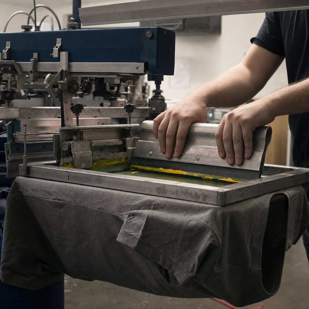 Screen printing a logo onto a t-shirt